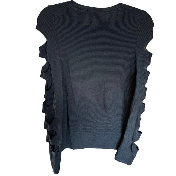 Skull Cashmere Tyrone Slash Crewneck Sweater Cutout Sleeves Black Size Medium - Picture 7 of 11